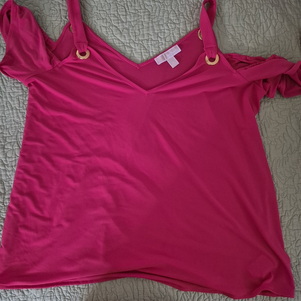 Michael Kors Fuchsia Cold Shoulder Blouse